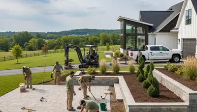 Landscaping team serving Dayton, OH with professional lawn and yard maintenance services