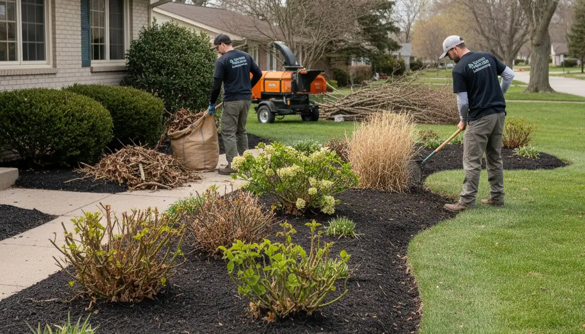 Professional spring yard clean up and debris removal by landscapers in Dayton, OH