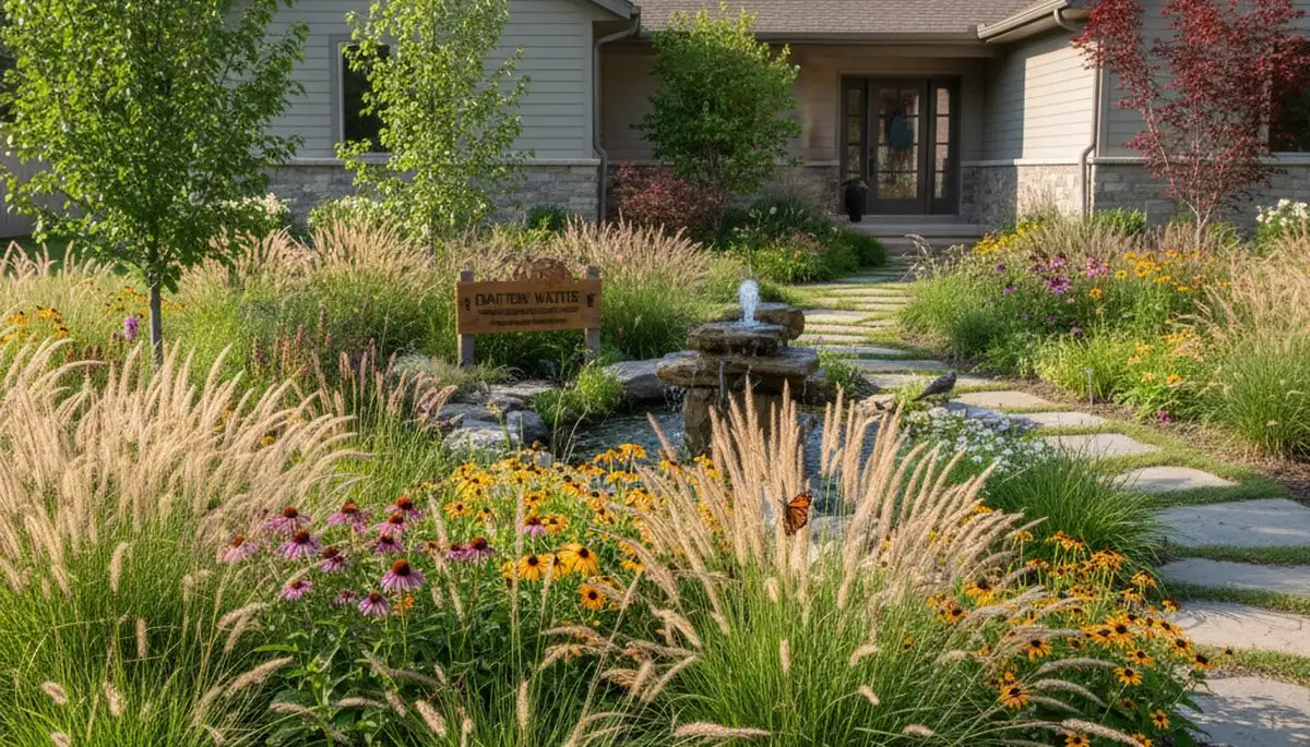 Sustainable native plant garden with drought-tolerant landscaping in Dayton, OH by Chop Chop Landscaping