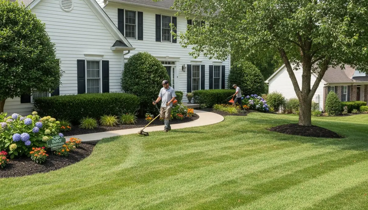 Well-maintained residential lawn with clean edges and lush grass by professional landscapers in Dayton, OH